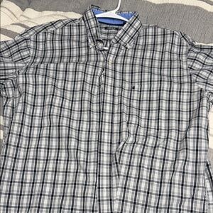 IZOD Men's Plaid Button-Down Shirt in Black and White
